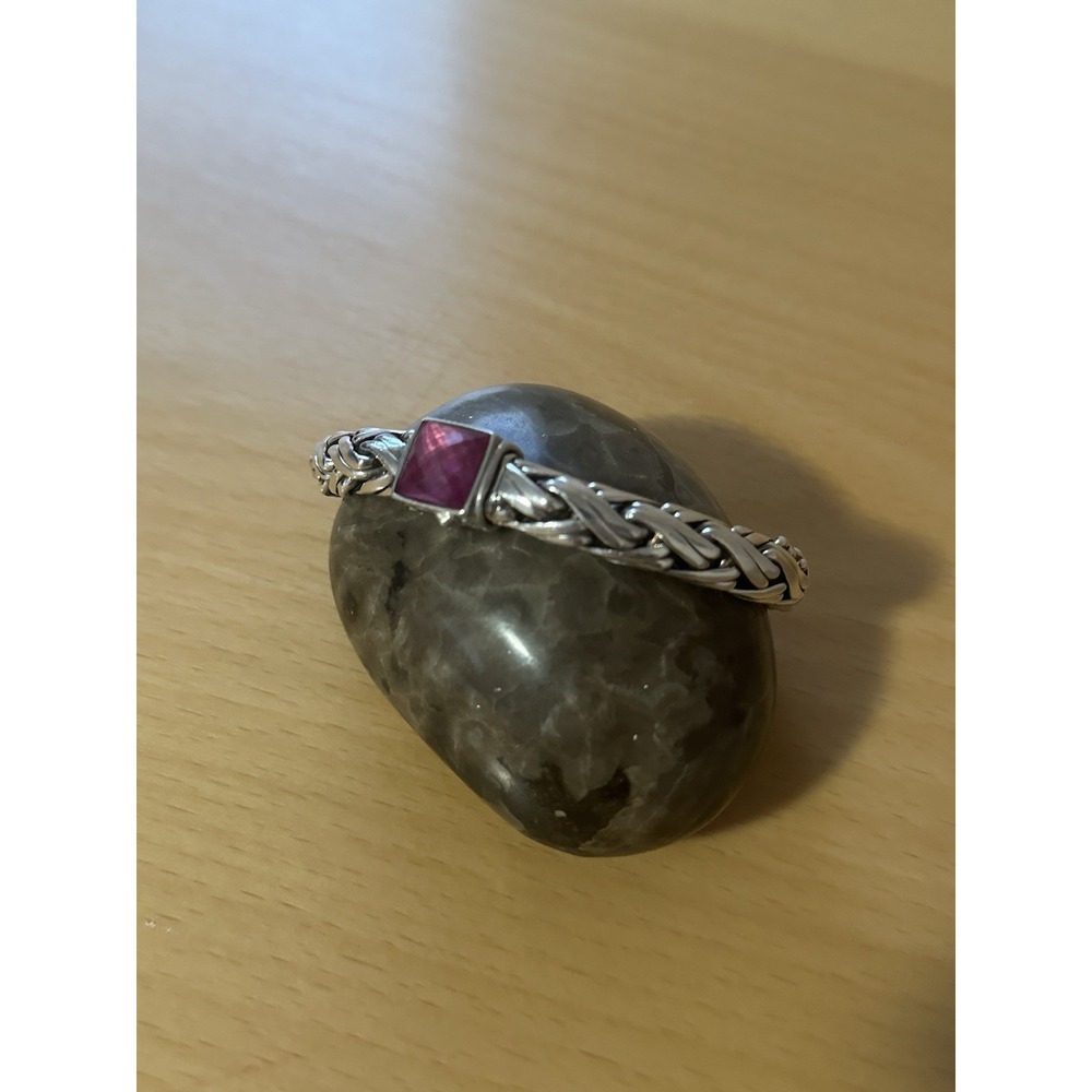 John Hardy‎ Sterling Silver Bracelet Rhodochrosite  From Neiman Marcus  W/ Bag